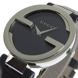 Gucci G Interlocking Black Dial Black Leather Strap Watch For Women - YA133301 Authentic Buy Shop Now