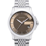 Gucci G Timeless Brown Dial Silver Steel Strap Watch For Men - YA126406 Authentic Buy Shop Now