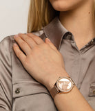 Guess Tri Glitz Quartz Diamonds Rose Gold Dial Rose Gold Mesh Bracelet Watch For Women - W1142L4 Authentic Buy Shop Now