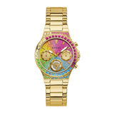 Guess Sugarrush Quartz Multicolor Dial Gold Steel Strap Watch For Women - GW0258L1 Authentic Buy Shop Now