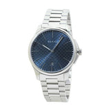 Gucci G Timeless Blue Dial Silver Steel Strap Watch For Men - YA126316 Authentic Buy Shop Now