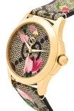 Gucci G Timeless Floral Brown Dial Brown Leather Strap Watch For Women - YA1264038 Authentic Buy Shop Now