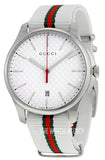 Gucci G Timeless Quartz White DIal White NATO Strap Watch For Men - YA126322 Authentic Buy Shop Now