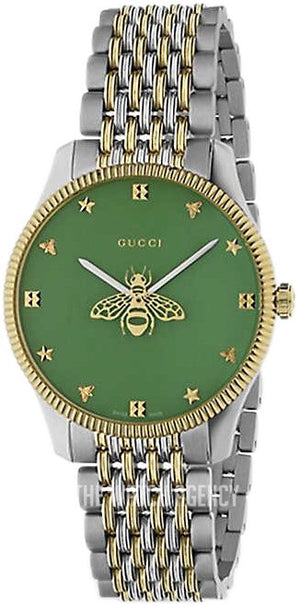 Gucci G Timeless Quartz Green Dial Two Tone Steel Strap Watch For Men - YA1264182 Authentic Buy Shop Now