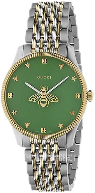 Gucci G Timeless Quartz Green Dial Two Tone Steel Strap Watch For Men - YA1264182 Authentic Buy Shop Now