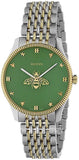 Gucci G Timeless Quartz Green Dial Two Tone Steel Strap Watch For Men - YA1264182 Authentic Buy Shop Now
