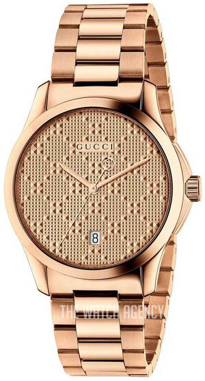 Gucci G Timeless Quartz Gold Dial Gold Steel Strap Watch For Women - YA126482 Authentic Buy Shop Now