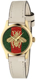 Gucci G Timeless Quartz Red & Green Dial Beige Leather Strap Watch For Women - YA1265009 Authentic Buy Shop Now