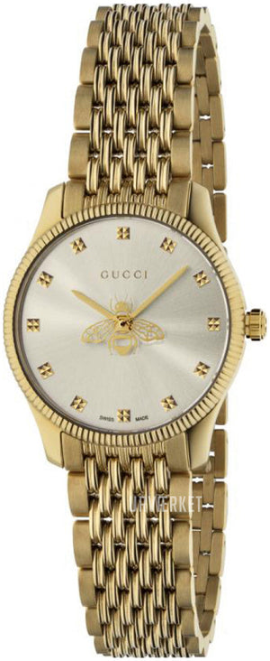 Gucci G Timeless Quartz Mother of Pearl Dial Gold Steel Strap Watch For Women - YA1265021 Authentic Buy Shop Now