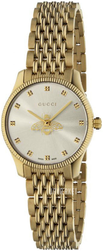 Gucci G Timeless Quartz Mother of Pearl Dial Gold Steel Strap Watch For Women - YA1265021 Authentic Buy Shop Now