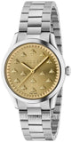 Gucci G Timeless Quartz Gold Dial Silver Steel Strap Watch for Women - YA1265035 Authentic Buy Shop Now