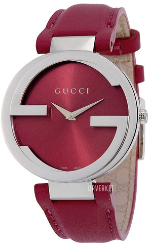Gucci Interlocking G Quartz Pink Dial Pink Leather Strap Watch For Women - YA133321 Authentic Buy Shop Now