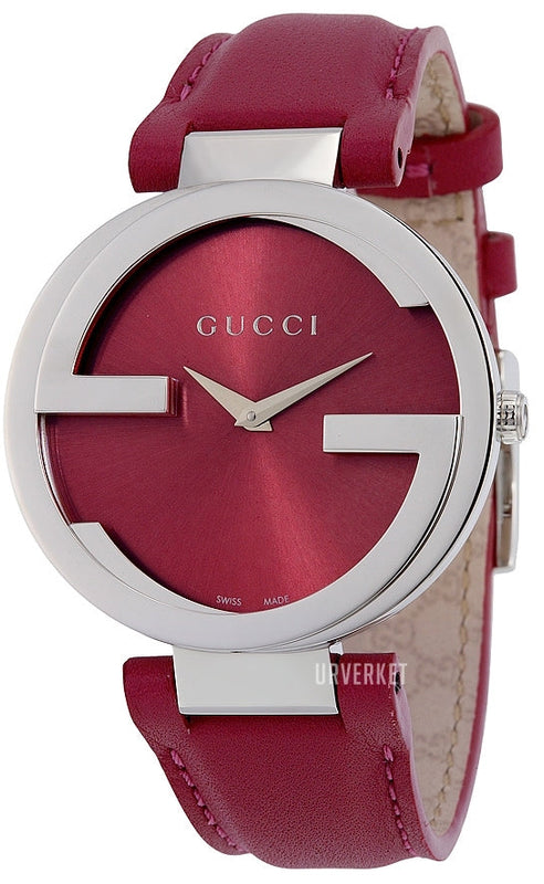Gucci Interlocking G Quartz Pink Dial Pink Leather Strap Watch For Women - YA133321 Authentic Buy Shop Now