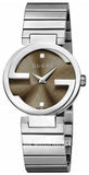 Gucci Interlocking G Brown Dial Silver Steel Strap Watch For Women - YA133506 Authentic Buy Shop Now