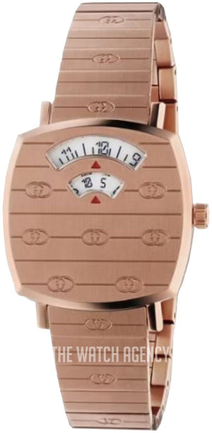Gucci Grip Quartz Rose Gold Dial Rose Gold Steel Strap Watch For Women - YA157505 Authentic Buy Shop Now