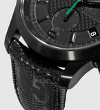 Gucci G Timeless Chronograph Black Dial Black Leather Strap Watch For Men - YA126244