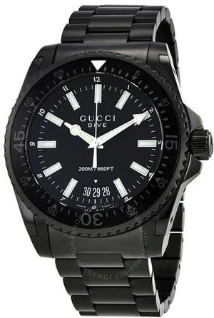 Gucci Dive Quartz Black Dial Black Steel Strap Watch For Men - YA136205 Authentic Buy Shop Now