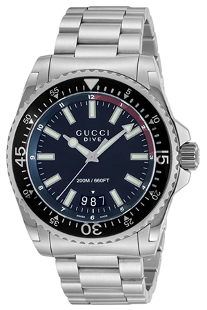 Gucci Dive Quartz Black Dial Silver Steel Strap Watch For Men - YA136212 Authentic Buy Shop Now