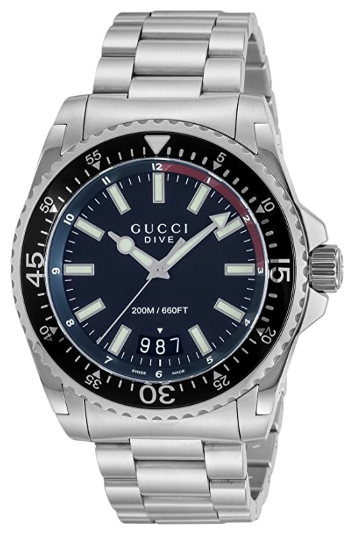 Gucci Dive Quartz Black Dial Silver Steel Strap Watch For Men - YA136212 Authentic Buy Shop Now