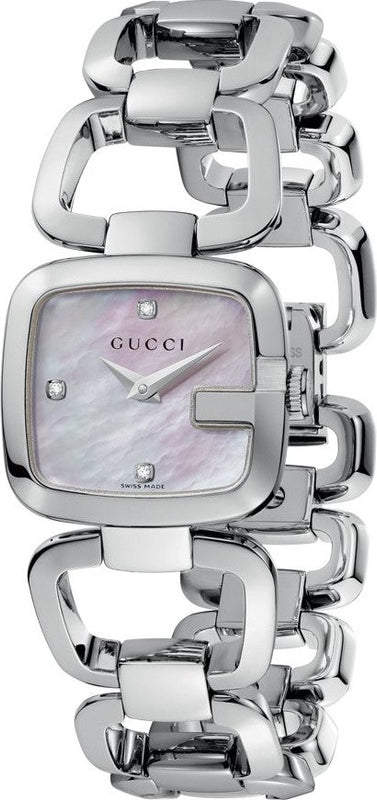 Gucci G Gucci Diamonds Mother of Pearl Dial Silver Steel Strap Watch For Women - YA125502 Authentic Buy Shop Now