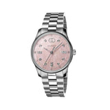 Gucci G Timeless Diamonds Mother of Pearl Pink Dial Silver Steel Strap Watch for Women - YA1265062 Authentic Buy Shop Now