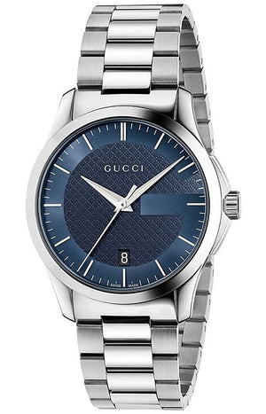Gucci G Timeless Blue Dial Silver Steel Strap Watch For Men - YA126440 Authentic Buy Shop Now