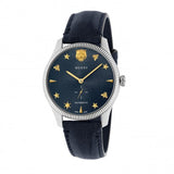 Gucci G Timeless Automatic Blue Dial Black Leather Strap Watch For Men - YA126347 Authentic Buy Shop Now