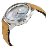 Gucci G Timeless Automatic Mother of Pearl Dial Brown Leather Strap Watch For Women - YA1264112 Authentic Buy Shop Now