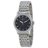 Gucci G Timeless Diamonds Mother of Pearl Black Dial Silver Mesh Bracelet Watch For Women - YA126507 Authentic Buy Shop Now