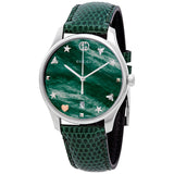Gucci G-Timeless Green Mother of Pearl Dial Green Leather Strap Watch For Women - YA126585 Authentic Buy Shop Now