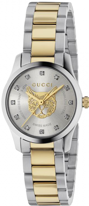 Gucci G Timeless Quartz Diamonds Silver Dial Two Tone Steel Strap Watch For Women - YA1265016 Authentic Buy Shop Now