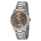 Gucci G Timeless Automatic Brown Dial Silver Steel Strap Watch For Women - YA126431A Authentic Buy Shop Now