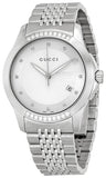Gucci G Timeless Diamonds Silver Dial Silver Steel Strap Watch For Men - YA126407 Authentic Buy Shop Now