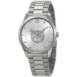 Gucci G Timeless Silver Dial Silver Steel Strap Watch For Women - YA1264095 Authentic Buy Shop Now