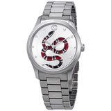 Gucci G Timeless Silver Dial Silver Steel Strap Watch For Women - YA1264076 Authentic Buy Shop Now