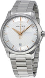 Gucci G Timeless Silver Dial Silver Steel Strap Unisex Watch - YA126442 Authentic Buy Shop Now