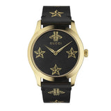 Gucci G Timeless Bee Motif Black Dial Black Leather Strap Watch For Women - YA1264055 Authentic Buy Shop Now