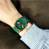 Gucci G Timeless Bee Green Dial Green Leather Strap Watch For Women - YA1264065 Authentic Buy Shop Now