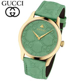 Gucci G Timeless Quartz Green Dial Green Leather Strap Watch For Women - YA1264099 Authentic Buy Shop Now