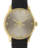 Gucci G Timeless Quartz Silver Dial Black Leather Strap Watch For Women - YA1264181 Authentic Buy Shop Now