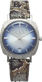 Gucci Grip Vintage Blue Dial Snakeskin Brown Leather Strap Watch for Women - YA152401 Authentic Buy Shop Now