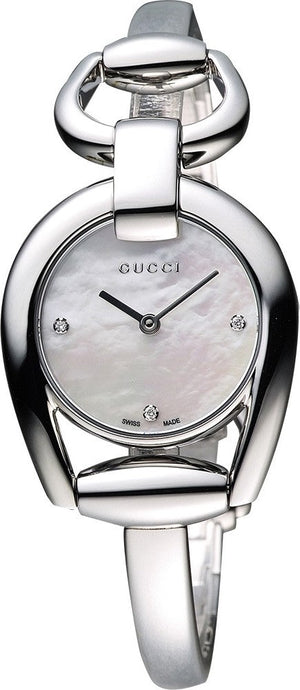 Gucci Horsebit Collection Diamonds Mother of Pearl Dial Silver Steel Strap Watch For Women - YA139506 Authentic Buy Shop Now