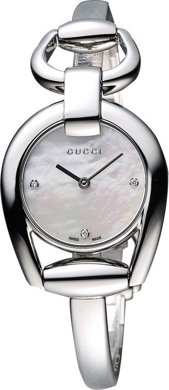 Gucci Horsebit Collection Diamonds Mother of Pearl Dial Silver Steel Strap Watch For Women - YA139506 Authentic Buy Shop Now