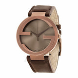 Gucci Interlocking Iconic Brown Dial Brown Leather Strap Watch For Women - YA133207 Authentic Buy Shop Now