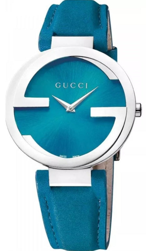 Gucci Interlocking Quartz Blue Dial Blue Leather Strap Watch For Women - YA133315 Authentic Buy Shop Now