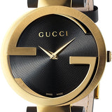 Gucci Interlocking G Grammy Special Edition Black Dial Black Leather Strap Watch for Women - YA133312 Authentic Buy Shop Now