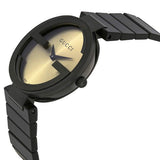 Gucci Interlocking G Quartz Gold Dial Black Steel Strap Watch For Women - YA133314 Authentic Buy Shop Now