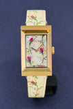 Gucci G-Frame Floral Mother of Pearl Dial White Leather Strap Watch For Women - YA147407 Authentic Buy Shop Now