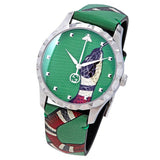 Gucci G Timeless Le Marche Des Merveilles Green Dial Green Leather Strap Watch for Women - YA1264081 Authentic Buy Shop Now