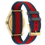 Gucci G Timeless Bee Red & Blue Dial Red Two Tone Nylon Strap Watch For Men - YA1264061 Authentic Buy Shop Now